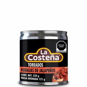 Roasted & Sliced Red Jalapeño Chillies in Brine (220grs/can)